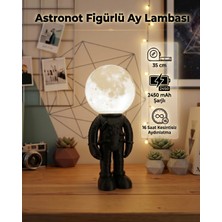 3DcraftTR Astronot Figürlü Ay Lambası 35 cm - 2450 Mah Şarjlı 16 Saat Kesintisiz Aydınlatma