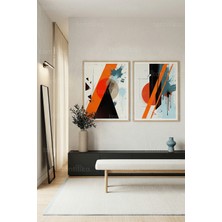 Tontilika Modern Soyut Geometrik Kompozisyon 2’li Ahşap Çerçeveli Tablo Seti