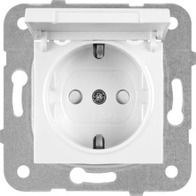 Mi-Ça Home Meridian Kapaklı Topraklı Çocuk Korumalı Priz, Beyaz, Çerçevesiz