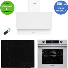 Afm Tech  Rıal Elektrikli Vitroseramik Turbo Beyaz Dijital  Ankastre Set ( FM3401 + V6-04 + FM7701)