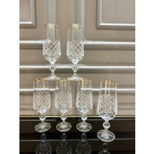 Nazan Home Bohemia Kristal Ayaklı Gold Kahve Yanı Su Bardağı