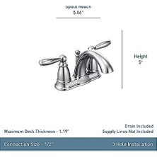 Mi-Ça Home 6610BN Brantford Brushed Nickel Two-Handle High Arc Bathroom Faucet With Drain Assembly, Brushed Nickel