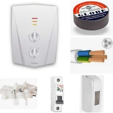 Feyza Design Elektrikli Banyo Şofbeni V1200, 5mt Kablo, Tam Takım Set (Montaj Hariç)