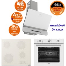 Ferre ve Afm Tech Marka MUS1SESSIZ Elekt Vitro Beyaz Ankastre Set( D081-SA + V6-05 + FM7601)