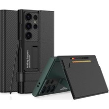 Mi-Ça Home Galaxy S24 Ultra ile Uyumlu Lüks Deri Flip C- Telefon Kılıfı S23 Ultra ile Uyumlu Mıknatıslı Kapaklı Cüzdan Çift Gözlü (Karbon Siyah, Galaxy S24 Ultra)