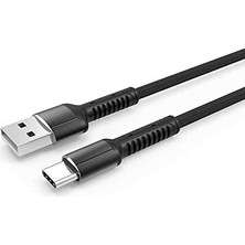 Mi-Ça Home Hasır Kırılmaya Dayanıklı 1m LS63 Type-C USB Kablo Gri