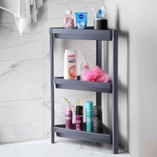 Mi-Ça Home 3 Katlı Üçgen Köşe Rafı | Banyo, Mutfak ve Kiler Için Yer Tasarruflu Organizer | Çok Amaçlı Raf Ünitesi | 3 Farklı Renk Seçeneği | (33X71X33CM) (Gri)