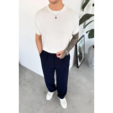 HAFKA Beyaz Basic Triko Relaxed Tişört