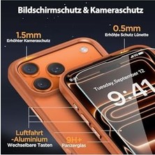 Mi-Ça Home - 17 Pro Max ile Uyumlu Kılıf Mat ile Uyumlu Şarj Özellikli Renkli Kenarlı + Ekran Koruyucu Cam Set