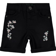 Tommiks Kids Çiçek Nakışlı 6-24 Ay Şort - Siyah