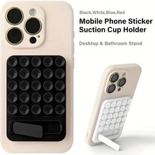 Mi-Ça Home Dikdörtgen Vantuzlu Telefon Tutucu Stand Olabilen Pop-It Telefon Tutacağı Taşınabilir Silikon Yumuşak Telefon Standı Geniş Kullanım Alanı (Beyaz)