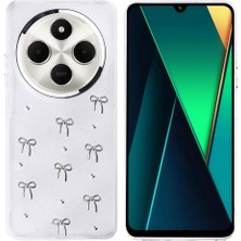 Mi-Ça Home 14C 4g ile Uyumlu Kılıf Kabartmalı Kelebek-Kiraz-Çiçek Dizayn Şeffaf Kutup Kapak Fiyonk