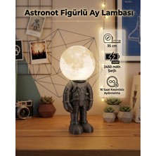 3DcraftTR Astronot Figürlü Ay Lambası 35 cm - 2450 Mah Şarjlı 16 Saat Kesintisiz Aydınlatma