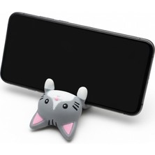 My Craft 3D MYCRAFT3D Mavi Kedi Figürlü Telefon Tutucu Stand - 3D Baskı Ofis Masaüstü Aksesuarı ve Biblo