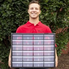 Mi-Ça Home 24 Çekmeceli Plastik Saklama Dolabı, 51X41X16 Cm, Siyah Çerçeve Gri Kasa