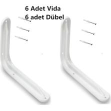 Mi-Ça Home Raf Altı Ayak Raf Tutucu L Demir 10 x 15 cm Beyaz (2 Adet). Montaj Vida ve Dübelleri Hediye