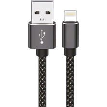 Mi-Ça Home 3 Metre Örgülü USB Şarj ve Data Kablosu, Için, Hızlı Şarj ve Veri Transferi, Siyah Örgü Naylon Kaplama