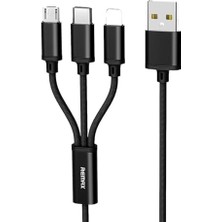 Mi-Ça Home 3 In 1 Micro + Type C + Lightning ile Uyumlu 1.15M 2.8A Data ve Şarj Kablosu - RC-131TH