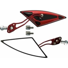 GMS Motosiklet Ayna Takımı Üçgen Model Üniversal 8-10 mm Uyumlu Kırmızı