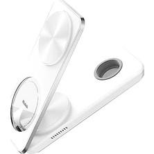 Mi-Ça Home CH-1150 3in1 Katlanabilir Manyetik Kablosuz Şarj Cihazı ve Standı - Beyaz