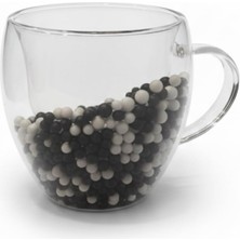 Mi-Ça Home Çift Cidarlı Cam Kupa Seti | Isı Yalıtımlı Kulplu Borosilikat Kupa | Soğuk & Içecek Termal Kupa | Espresso Çay Bardağı Seti-Siyah,beyaz,-Bjk Taraftar