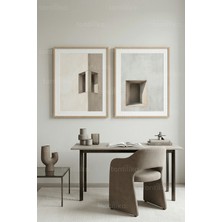 Tontilika Modern Mimari ve Geometrik Soyutlama 2’li Ahşap Çerçeveli Tablo Seti