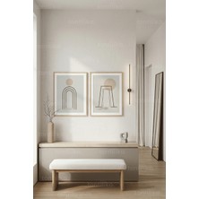 Tontilika Modern Minimalist Soyut Kemer ve Çemberler 2’li Ahşap Çerçeveli Tablo Seti