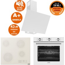 Ferre ve Afm Tech Marka Mewo Sessiz Elekt Vitro Beyaz Ankastre Set( D078-SA + V6-05+ FM7601)