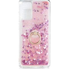 Mi-Ça Home Galaxy 20 ile Uyumlu Kılıf Içi Sıvılı Yüzüklü Kapak Pembe