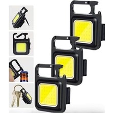 Mi-Ça Home 3 Adet LED Anahtarlıklı Metal Kasa El Feneri Şişe Açacağı Usb’li Şarj Edilebilir Cep Boy Cob 800MAH