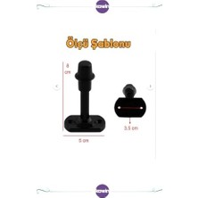 Mi-Ça Home Kawin 8 cm Metal Kapı Kolu Stoperi Tamponu Durdurucusu Tutucu Tutacağı Metal Kapı Stopu Silikonlu Siyah ve Krom (4, Siyah)