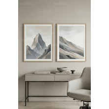 Tontilika Sakin Minimalist Vazo ve Geometrik Sanat 2’li Ahşap Çerçeveli Tablo Seti