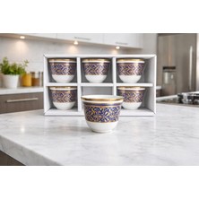 Glore Valeria Türk Kahvesi Mırra Takımı Porselen 6 Kişilik 6 Parça Hediyelik Altın Yaldızlı Özel Tasarım