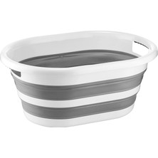 Mi-Ça Home Deconox Katlanabilir Çamaşır Sepeti Gri Mega Boy 38’lt Silikon Akordiyon Sepet, Katlanabilir Çamaşır Sepeti Gri Mega Boy 38’lt Silikon Akordiyon Sepet