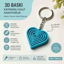 Reva : 3D Baskı Katmanlı Kalp Anahtarlık – Renkli Dekoratif Tasarım Anahtarlık