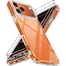 Mi-Ça Home - 17 Pro Max ile Uyumlu Kılıf Kamera Korumalı Yumuşak Şeffaf Renksiz Silikon Kapak + Ekran Koruyucu Cam