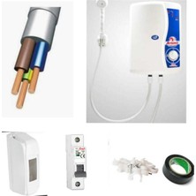 Feyza Design Yüksek Güçlü 9000W Şofben Tam Takım Seti, 5mt Kablolu, Güçlü Isı
