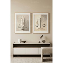 Tontilika Minimalist Denge ve Terazi Sanatı 2’li Ahşap Çerçeveli Tablo Seti