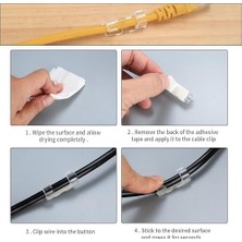 Mi-Ça Home Kablo Sabitleyici Klips, Kablo Düzenleyici Kroşe, Yapışkanlı Kablo Tutucu Klips, Kablo Dağınıklık Önleyici Organizer 20 Adet,