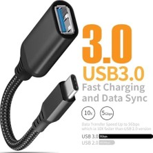 Mi-Ça Home PX-515 Type-C To Usb3.0 Otg Çevirici 15CM (Erkek-Dişi) (Iphone 15/16 ve Type C Otg Tüm Cihazlar ile Uyumlu)