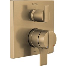 Mi-Ça Home Delta Faucet T27967-CZ Açısal Modern Monitör 17 Serisi Valf 6 Ayar Entegre Duş Trimi, Saptırıcılı, Şampanya Bronz