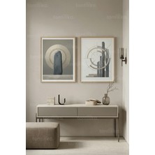 Tontilika Modern Nordic Geometrik 2’li Ahşap Çerçeveli Tablo Seti