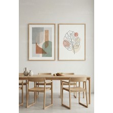 Tontilika Minimal Botanik & Soyut Geometrik 2’li Ahşap Çerçeveli Tablo Seti