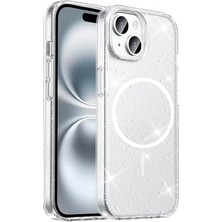 Mi-Ça Home ​ 15 Plus ile Uyumlu Kılıf M-Safe Şarj Özellikli Parlayan Simli Saydam Renkli Cns Maris Kapak - Şe