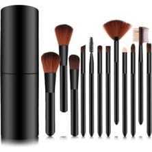 Mi-Ça Home Mujgan (Kırılabilir) 12'li Makyaj Fırça Seti Silindir Siyah