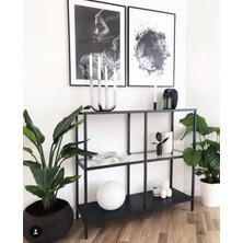 Feyza Design Modern Monte Metal Dresuar, Kahve ve Siyah Ahşap Detaylı Konsol