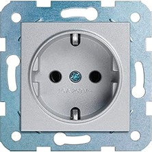 Mi-Ça Home Gümüş Toprakli Priz Çarpma Karşıtı Çocuk Korumalı Mekanizma+Düğme Kapak Çabuk Bağlanti