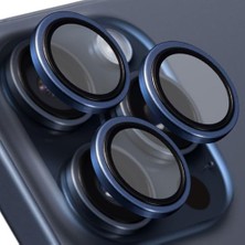 Mi-Ça Home Labs 15 Pro Max / 15 Pro Uyumlu Titanyum Kamera Lens Koruyucu (Mavi Titanyum)