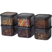 Mi-Ça Home Erzak Saklama Kabı Sızdırmaz Kapak6'lı Set Füme -(Ölçü Kabı Hediyeli)