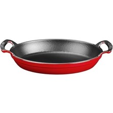 Mi-Ça Home Lava Metal Oval Kuplu Döküm Tava 27X20, Kırmızı